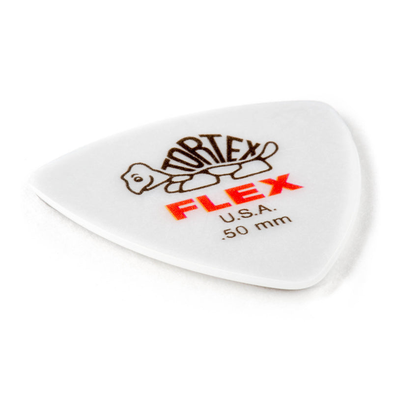 Dunlop Tortex Flex Triangle .50mm Red Guitar Pick-6 Pack (456P.50),.50mm | White .50mm | White