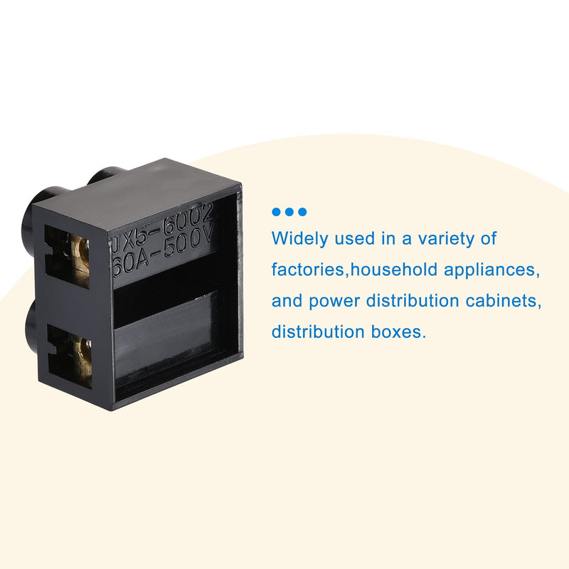 MECCANIXITY Terminal Block 500V 60A Dual Row 2 Positions Screw Electric Barrier Strip 5Pcs