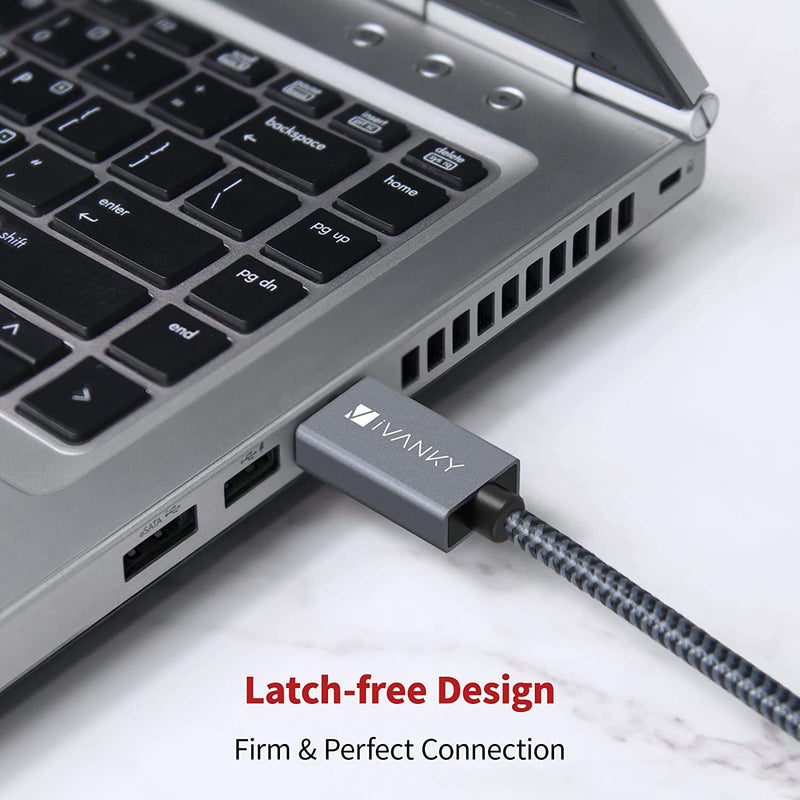 DisplayPort 1.2 Cable [6.6ft, 2-Pack], iVANKY 4K DisplayPort to DisplayPort Cable Nylon Braided, High Speed DP Cable, Supports 2K@165Hz and 4K@60Hz, Compatible with PC, Laptop, TV - Grey 6.6 Feet