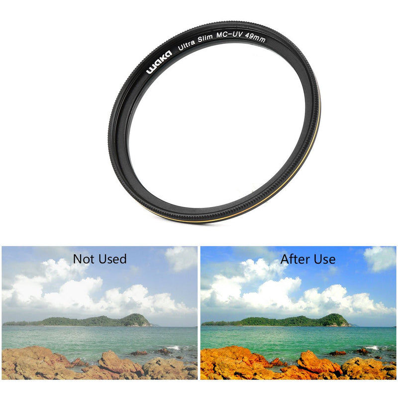 waka 49mm MC UV Filter - Ultra Slim 16 Layers Multi Coated Ultraviolet Protection Lens Filter for Canon Nikon Sony DSLR Camera Lens