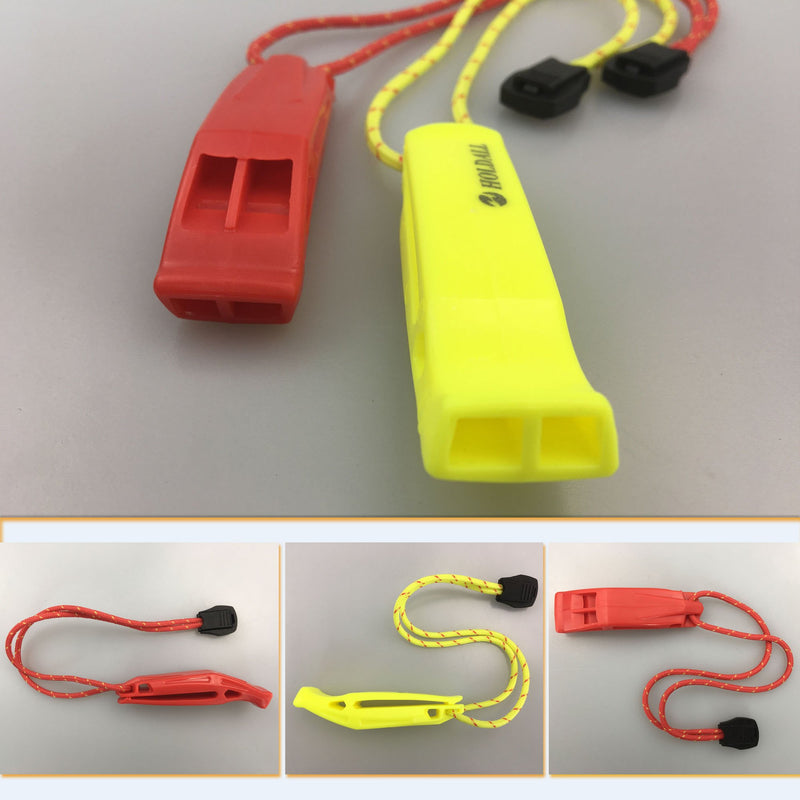 HOLDALL Emergency Whistle with Lanyard, Safety Whistle for Outdoors Camping Survival Kayak Boating & Signaling (Red,Orange,Green,Yellow)