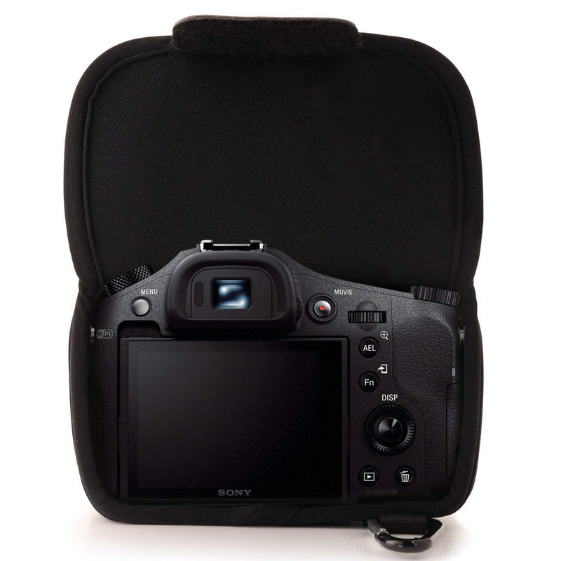 MegaGear ''Ultra Light'' Neoprene Camera Case Bag with Carabiner for Sony Cyber-shot DSC-RX10, Sony Cyber-shot DSC-RX10 II (Black) Black