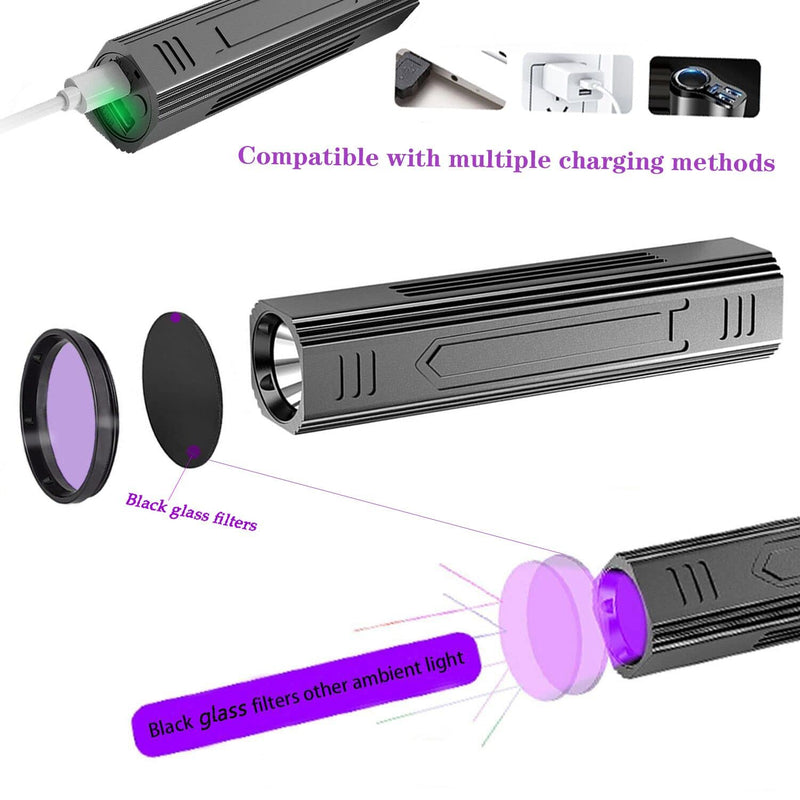 [AUSTRALIA] - Wood's UV Lamp,Portable 365nm Pet Cat Dog UV Black light Flashlight Cat Ringworm Detector,Doctor Pet Urine Detector for Analyzing Skin Dog Cat Care Bed Bug Inspection 