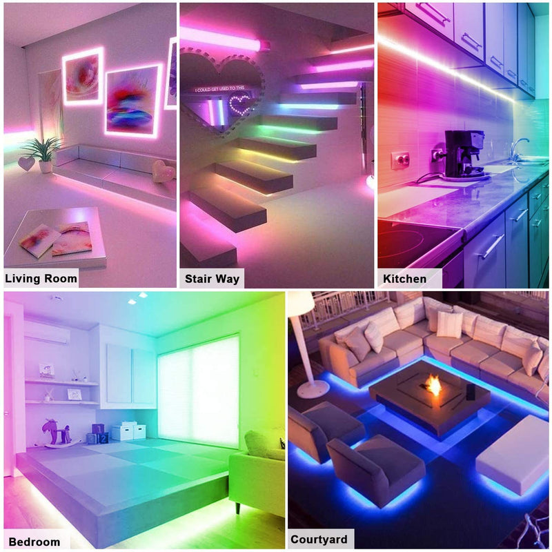 [AUSTRALIA] - DreamColor 50Ft LED Strip Lights RGBIC, 450pcs Multicolor Chasing Flexible Color Changing Music Sync Lights with 44 Key Remote for Bedroom-Rainbow LED Strip Lights(3 X 16.4ft) 