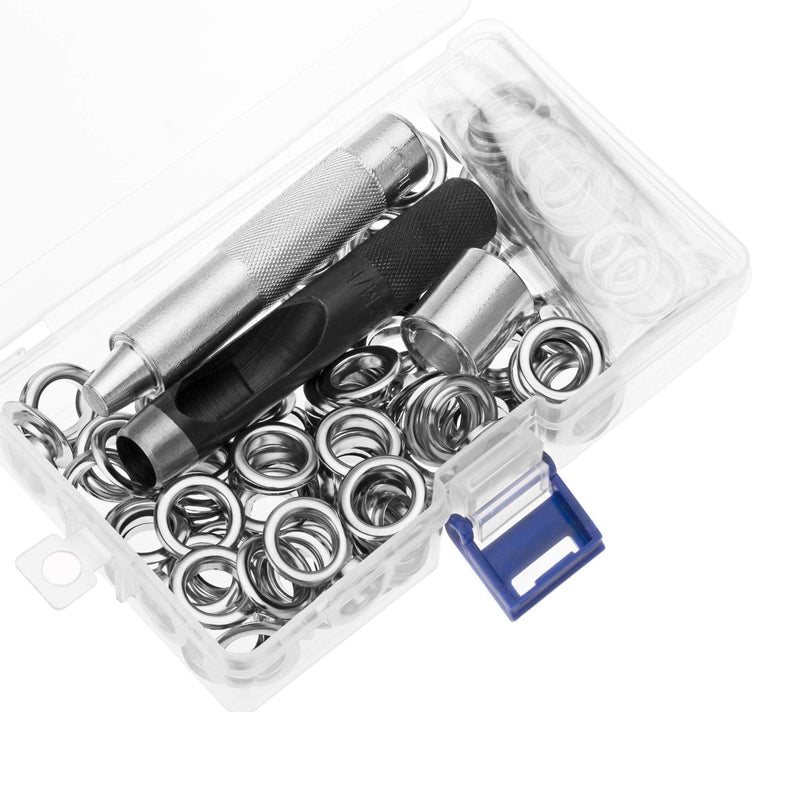 Grommet Tool Kit 100 Sets 1/2 Inch, LYNDA Grommets Eyelets with 3 Pieces Installation Tools for Craft Making, Repair and Decoration.