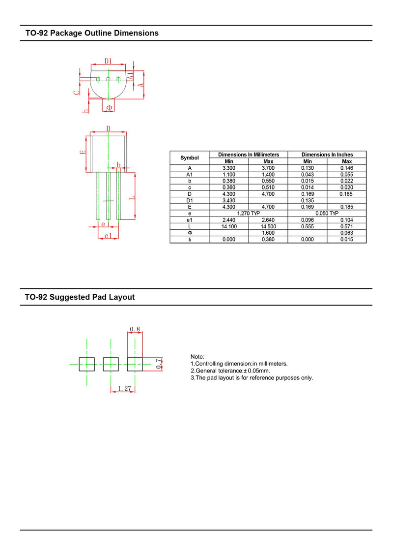 Chanzon 100pcs SS8550 TO-92 PNP Transistor -1.5A Transistor