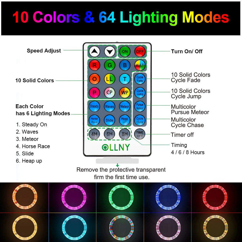 Ollny Rope Lights 66ft 200 LED Colors Changing Outdoor String Fairy Twinkle Strip Tube Lights with Remote for Bedroom Christmas Tree Party Patio Outdoor Indoor Decorations,Waterproof Rope lighting USB