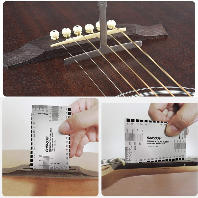 Guitar Measure Tools Set Includes 9 Understring Radius Gauge Set and One String Action Ruler Gauge Luthier Tool for Guitar and Bass Setup Luthier Tools for Bridge Saddle Adjustments
