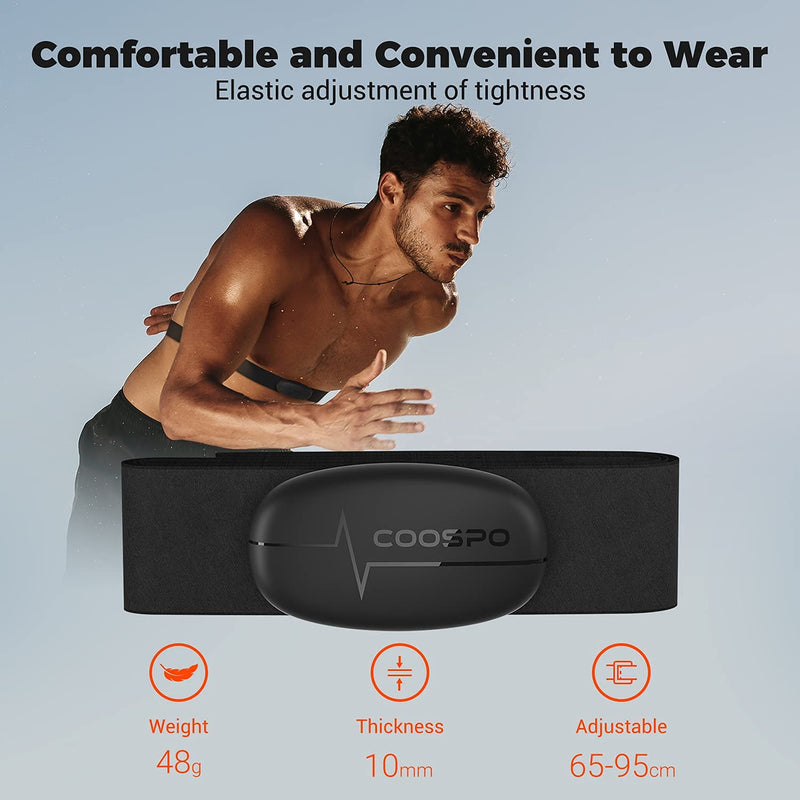 CooSpo Heart Rate Monitor Chest Strap Bluetooth4.0 ANT+ IP67 Waterproof Chest Heart Rate Sensor for Peloton Zwift Polar DDP Yoga Map My Ride Garmin Sports Watches