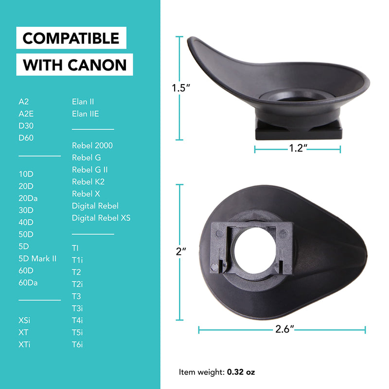 Foto&Tech Oval Soft Rubber EF Eyecup, Eye Cup Cover Eyepiece Viewfinder Compatible with Canon 6D Mark II 6D 5D Mark II 5D T7 T6 T5 T7i T6s T6i T5i T4i XSi SL2 SL1 80D 77D 70D 50D 40D 60Da