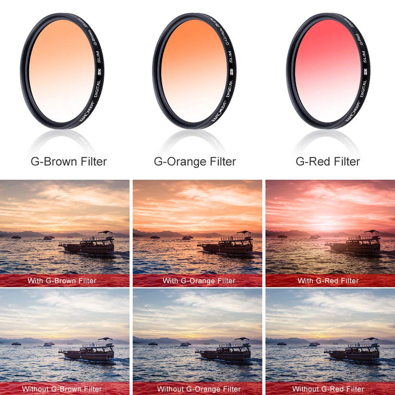 [AUSTRALIA] - K&F Concept 58mm UV CPL FLD Graduated Filter Lens Accessory 9pcs Filter Kit UV Protector Circular Polarizing Filter + Microfiber Lens Cleaning Cloth + Petal Lens Hood + Filter Bag Pouch 