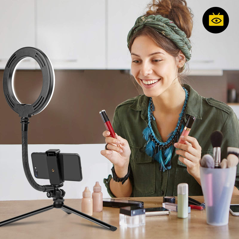 Video Conference Lighting for Laptop Computer, 8" Desktop Ring Light Webcam Lighting Stand with 1/4" Thread for Photo,Makeup,Live Stream, Zoom Meeting, Video Call, Webcam Chat, Camera Lighting,Phone