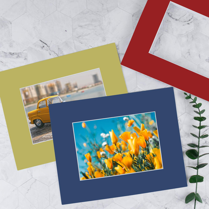 Golden State Art, 4 Ply Thickness 8x10 Photo Mat with 5x7 Opening, Signature Friendly - Great for Weddings, Baby Showers, Birthdays (Set of 10, Mix Color) 8x10 for 5x7