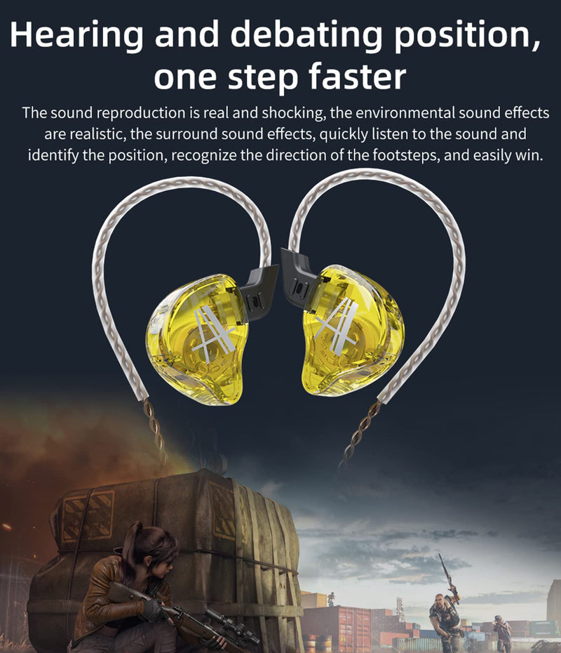CCA CA2 in Ear Earbuds Wired Extra Bass Sports Earphone HiFi Stereo IEM Noise Cancelling in-Ear Monitor Headphones no mic CCA CA2 yellow
