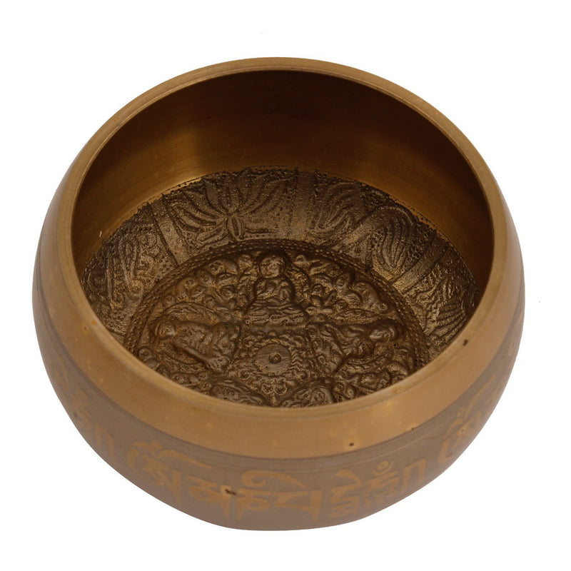 Bell Metal Tibetan Buddhist Singing Bowl Musical Instrument for Meditation with Stick and Cushion - Superior Quality 5 inches 10781