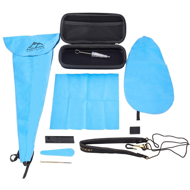 EastRock Saxophone Cleaning kit with Case(EVA Box) for Alto Tenor Clarinet Flute and other Wind & Woodwind Struments,Including Sax Cleaning Cloth(4pcs),Mouthpiece Brush,Neck Strap