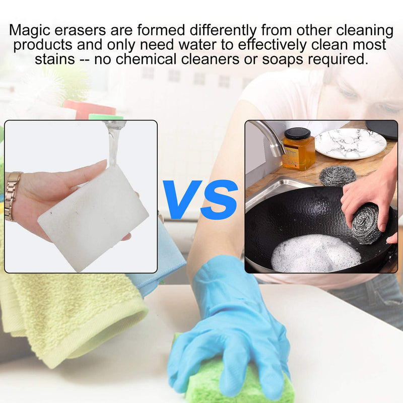 CBTONE 50 Pack Extra Thick Magic Sponge Eraser Cleaning Melamine Foam Eraser Sponge Magic Cleaning Pads for Kitchen, Bathroom, Furniture, Leather, Car Cleaning Tool - 100x70x30mm