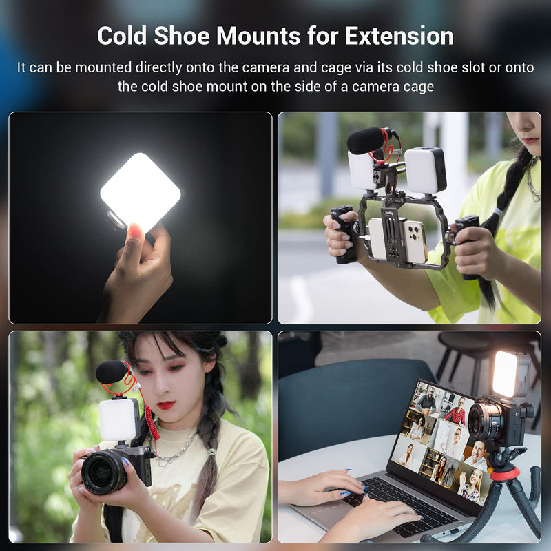 [AUSTRALIA] - simorr LED Video Light, Portable Camera Lights, 96 LED Beads for Photography Video Lighting, Rechargeable 2200mAh CRI 95+ 2700-6500K Dimmable Panel w 3 Cold Shoe 3286 