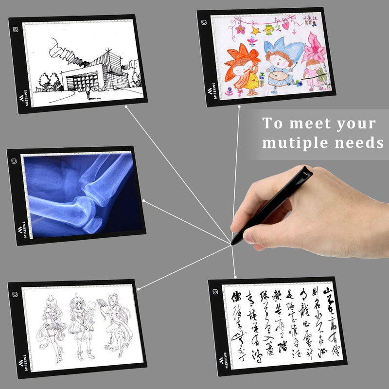 Miserw A4 Light Table 4.0mm Ultra-Thin Led Light Box Artcraft Tracing pad for Sketching Artists Drawing Animation Stencilling X-rayViewing