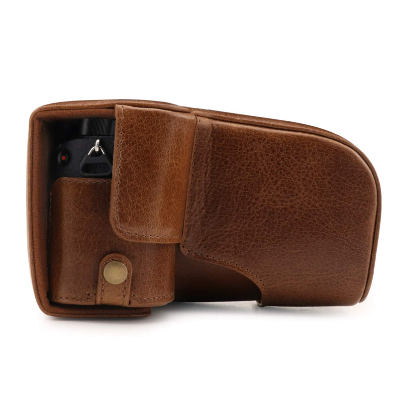 [AUSTRALIA] - MegaGear Ever Ready Genuine Leather Camera Case Compatible with Sony Alpha A6100, A6400 (18-135mm) Brown 
