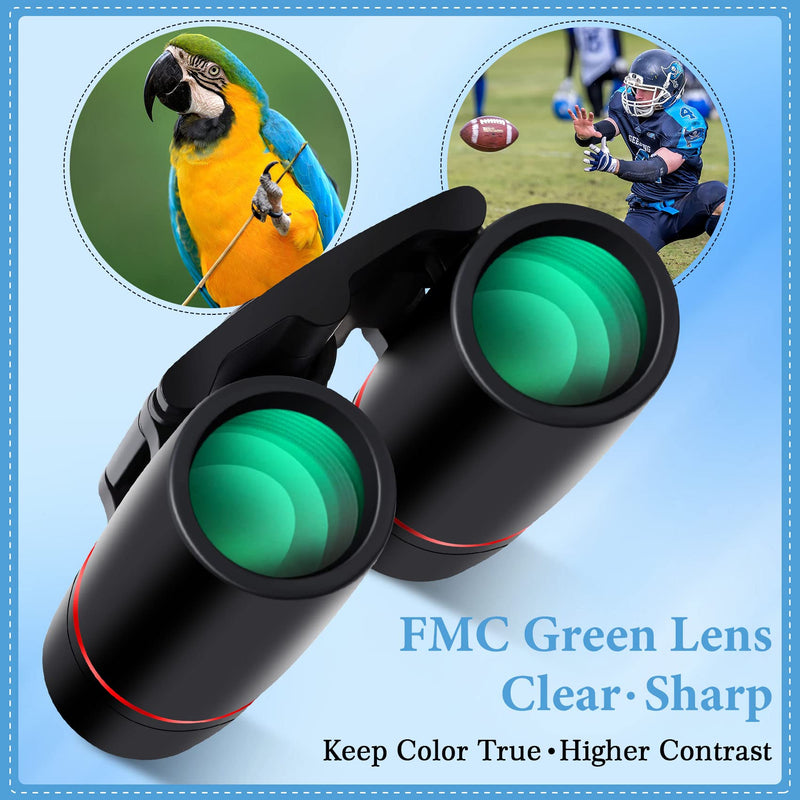 [AUSTRALIA] - WRNRN 12X30 Small Binoculars for Adults Kids, Large Eyepiece Compact Binocular with Clear Vision, Lightweight Mini Binoculars for Travel Opera Theater Hiking Bird Watching Football 