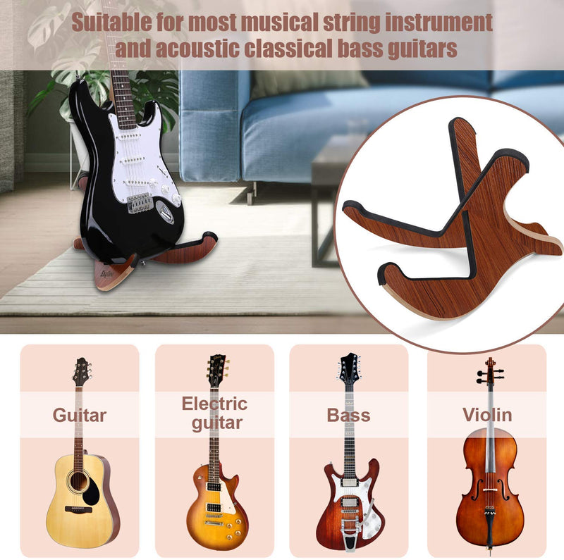 Wooden Guitar Stand - Exqline Classical Acoustic Electric Bass Guitars Stand, Detachable Guitar Rack, Portable Musical Instrument Holder for Banjo Violin Mandolin Ukulele