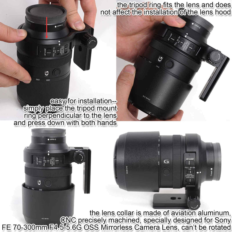 CNC Machined Lens Collar Support Tripod Mount Ring for Sony FE 70-300mm F4.5-5.6G OSS Mirrorless Camera,Bottom is ARCA Fit Quick Release Plate Compatible with Tripod Ball Head of ARCA-Swiss Kirk Fit