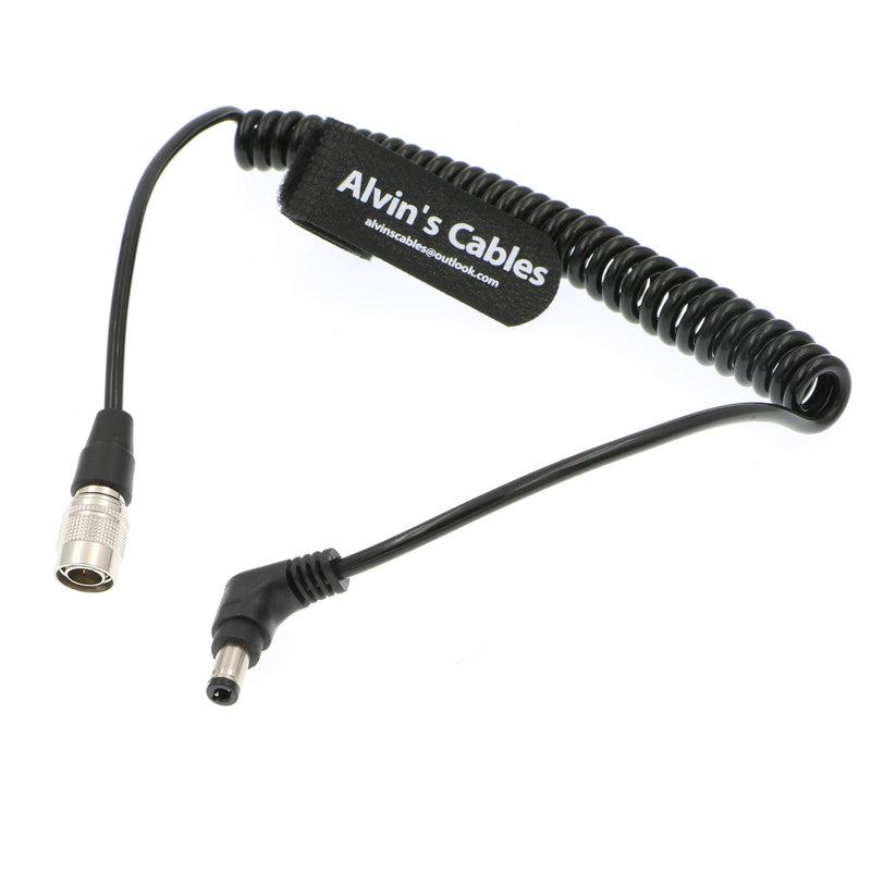 Alvin's Cables Hirose 4 Pin Male to Right Angle DC Jack Power Cable for Sound Devices 633/644/688 Zoom F8 Blackmagic Cinema Camera 4K Coiled Cable 1