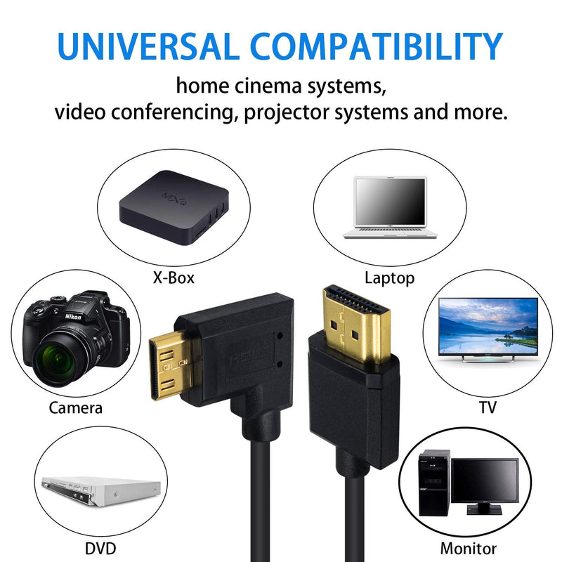 [AUSTRALIA] - Duttek Mini HDMI to Standard HDMI Cable, Mini HDMI to HDMI Coiled Cable, Ultra-Thin Right Angled HDMI Male to Mini HDMI Male Coiled Cable Support 4K Ultra HD, 1080p, 3D (HDMI 2.0) (1.2M/4FT) Right Angled 1.2M 
