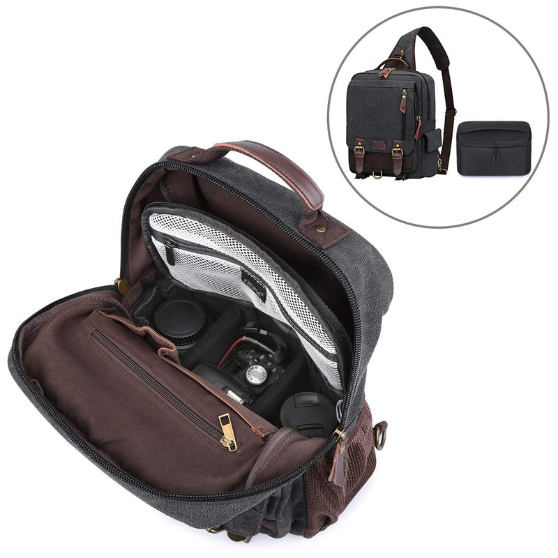 S-ZONE Water Resistant Camera Insert Bag with Sleeve Camera Case Upgraded Version 2.0 Black