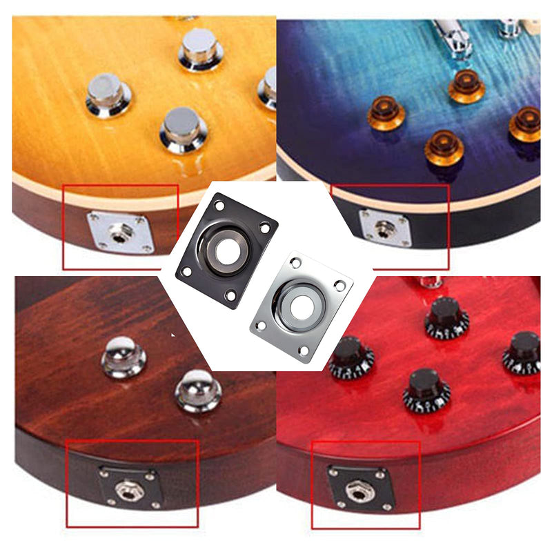 6 Pcs Guitar Pickup Output Jack Socket Plate Rectangle Jack Plate Metal Jack Plate for Electrical Guitar, Rectangle Guitar with 24Pcs Screws