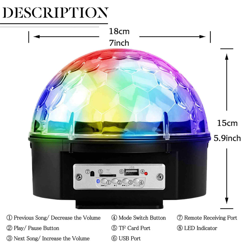 YouOKLight 9 Color LED Disco Ball Party Lights Strobe Light 18W Sound Activated DJ Lights Stage Lights for Club Party Kids Birthday Wedding Decorations Home Karaoke Dance Light (with Remote)