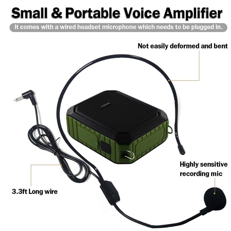 Portable Personal Waterproof Voice Amplifier Wired Headset Microphone Small Bluetooth Pa Speaker 18W 4400mAh Rechargeable Wearable Mic System for Teachers or Outdoors (Wired Version)