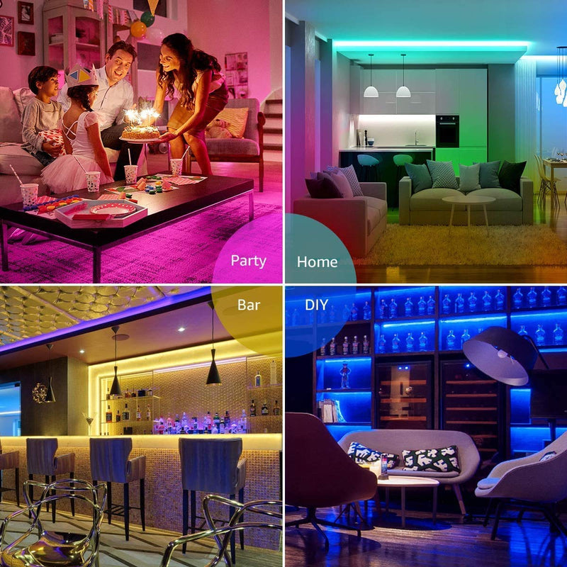 [AUSTRALIA] - Bluetooth LED Strip Lights 32.8ft with App Control, Music Sync LED Light Strips Waterproof, Flexible Color Changing RGB Tape Lights with Remote SMD5050 300LEDs Neon Bar Lights for Bedroom Room Party 