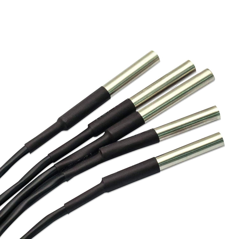 V TELESKY DS18B20 Temperature 6.6Ft Sensor Waterproof Temperature Sensor with Digital Thermal Stainless Steel Tube Probe for arduino(5 Pack) 2M