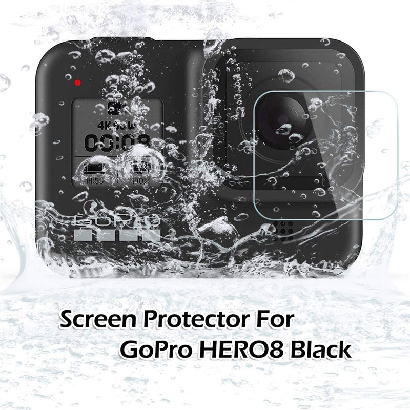 Suoman 6Pcs for GoPro Hero 8 Black Screen Protector, 4Pcs 9H Hardness Tempered Glass Screen Protectors + 2Pcs HD Display Protective Films Lens Protector for GoPro Hero 8 Black Accessories