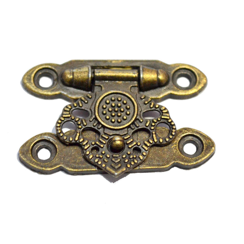 10 PCS Mini Antique Brass Latch Hasps Decorative Bronze Vintage Locks with Screws for Jewelry Case Wooden Boxes (Length:1-1/2", Height: 1")