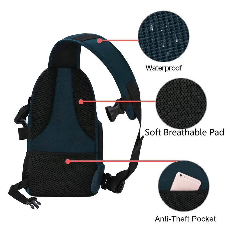 [AUSTRALIA] - MOSISO Camera Sling Bag, DSLR/SLR/Mirrorless Camera Case Shockproof Photography Camera Backpack with Tripod Holder & Removable Modular Inserts Compatible with Canon/Nikon/Sony/Fuji, Storm Green 