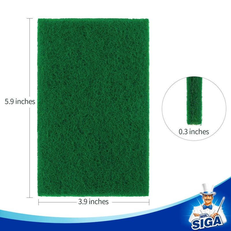 MR.SIGA Heavy Duty Scouring Pads, Household Scrubber for Kitchen, Sink, Dish, 24-Pack, 3.9 x 5.9 inch (10 x 15 cm), Green 24 Scouring Pads