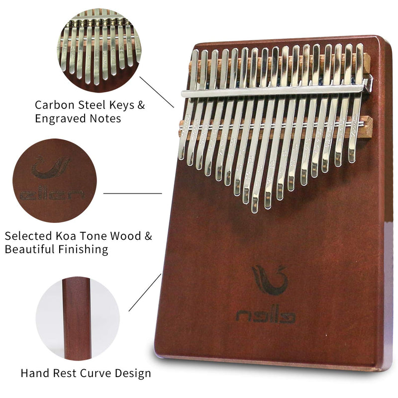 Kalimba Thumb Piano 17 Keys Kalimba Set Thumb Piano Clear Sound Kalimba Thumb Piano Solid Wood Kalimba Accessories with Tuning Hammer Gift for Kids Friends and Families (Note style, Coffee) Note style