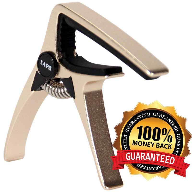 So There KwikCapo - Best Compact Trigger Style Guitar Capo for Acoustic or Electric Guitars - Gold