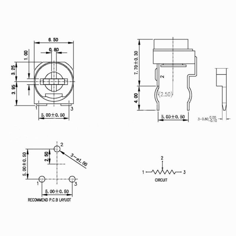 150 Pcs 15 Value 100 ohm- 2M ohm Trimpot Variable Resistor 6mm Potentiometer Assortment Kit