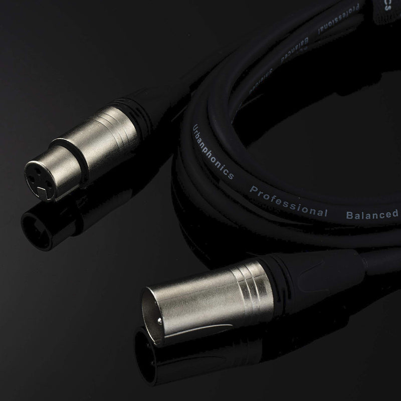 Urbanphonics XLR Mic Cable | Premium Quality Pro Microphone Lead | Balanced Male XLR to Female XLR | 3 Metre Black | Clearer Sound for PA Systems, Studio Recording, Mixers, Amplification & Speakers