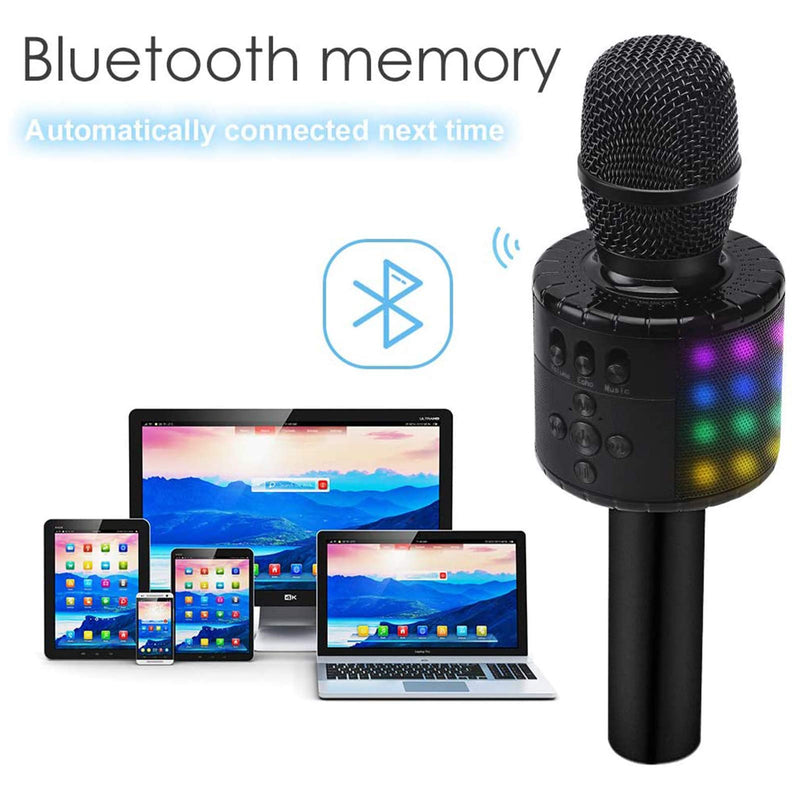 BONAOK Wireless Bluetooth Karaoke Microphone, Portable Handheld Karaoke Speaker Machine Birthday Home Party for PC or All Smartphone Q78 Black