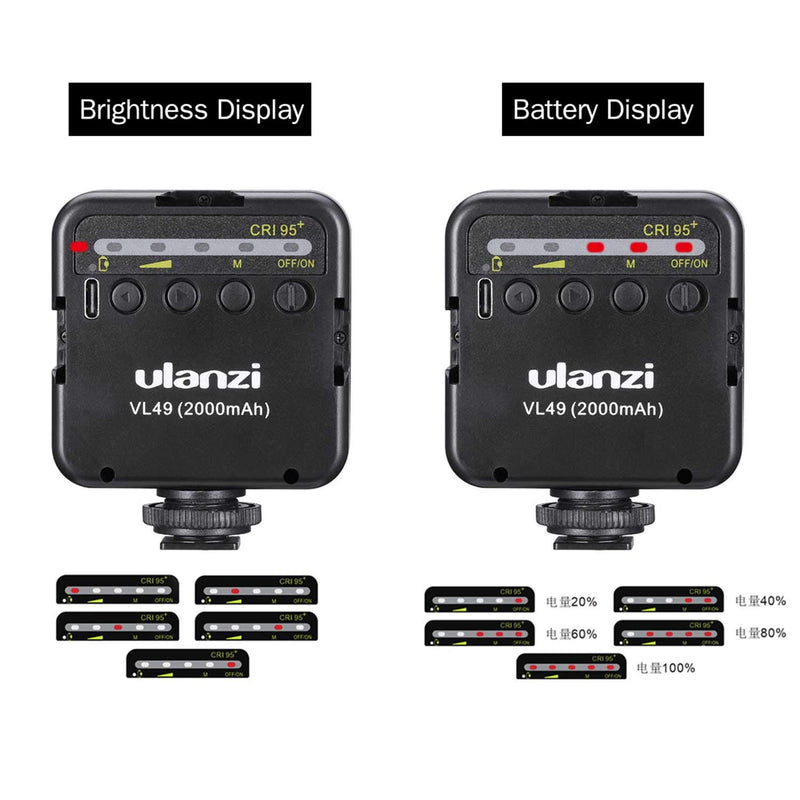 Ulanzi VL49 LED Video Light for Camera Hot Shoe or Tripod (VL49 LED)