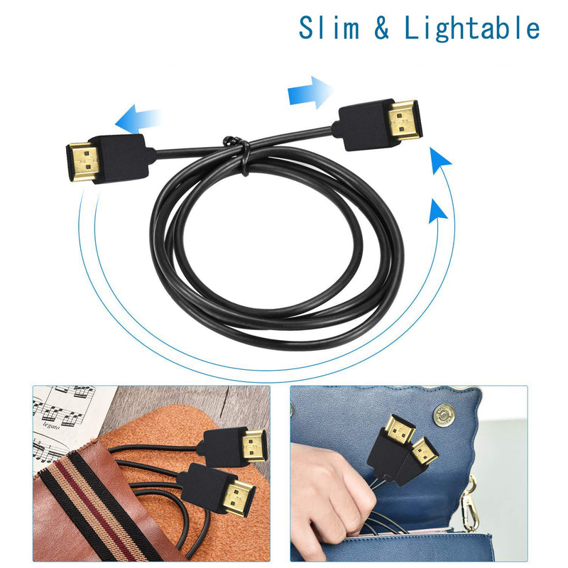 Duttek HDMI to HDMI Cable, Extreme Thin HDMI Male to Male Extender Cable for 3D and 4K Ultra HD TV Stick HDMI 2.0 Cord Extension Converter(HDMI Extender) (60cm/2 feet) 60cm/2 feet