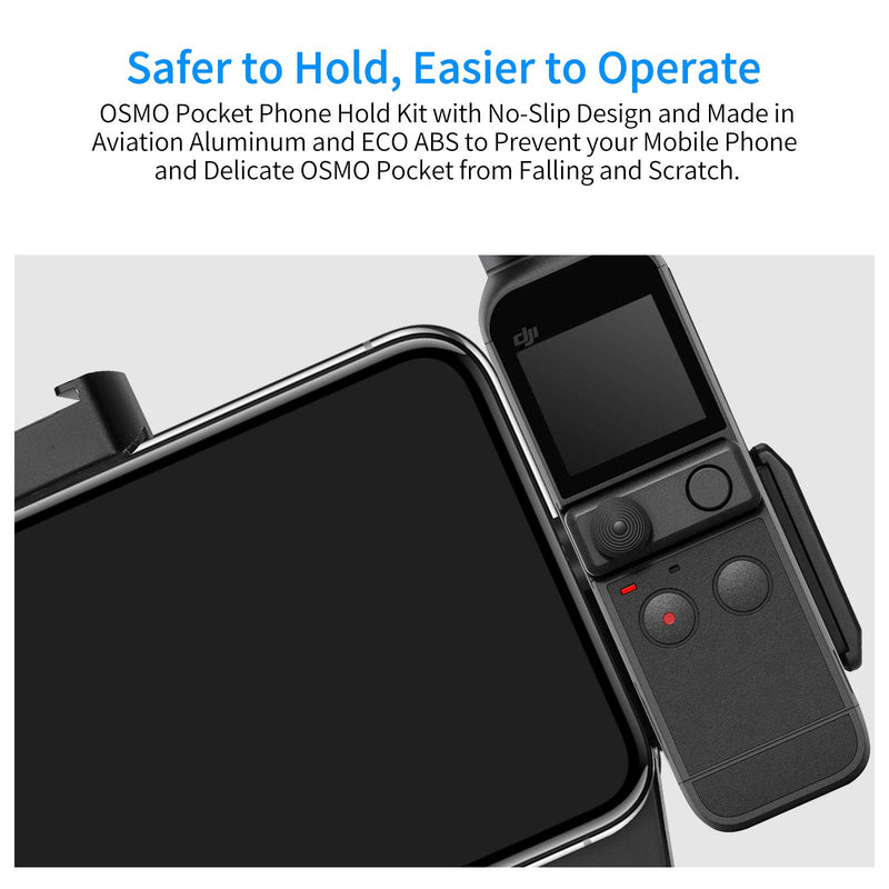 USKEYVISION Pocket Camera Mount Kit for DJI Osmo Pocket 2/1, Mount Combo for DJI Osmo Pocket 2/1 Creator, Smartphone Handheld Holder Clip w/Tripod Cold Shoe Thread Hand Strap (UVOP-A1) Black