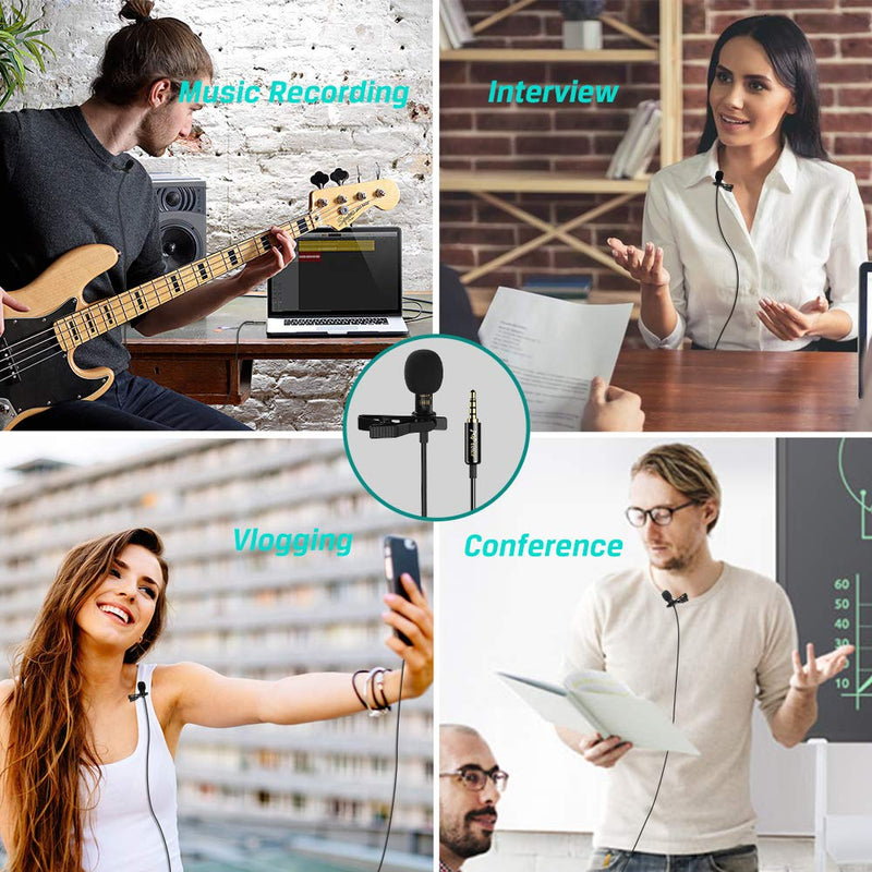 [AUSTRALIA] - PoP voice Professional Lavalier Lapel Microphone Omnidirectional Condenser Mic for iPhone Android Smartphone,Recording Mic for Youtube,Interview,Video 