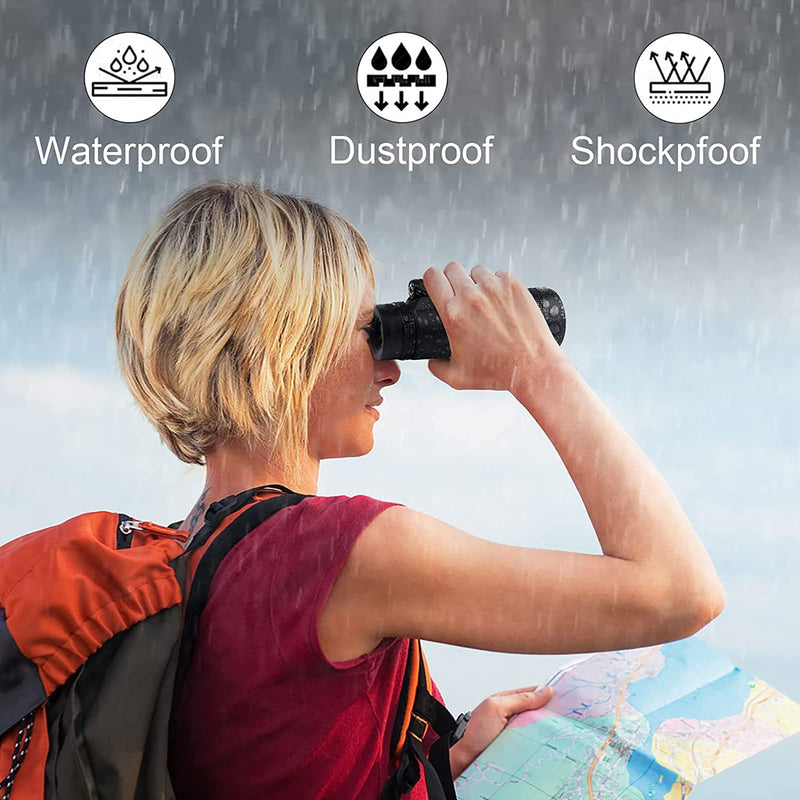 [AUSTRALIA] - 80x100 high-Definition monocular Telescope, Adult and Smartphone Adapter and Tripod, Night Vision monocular Telescope for Hunting, Star Watching, Bird Watching, Wildlife Camping, Hiking (Black) 