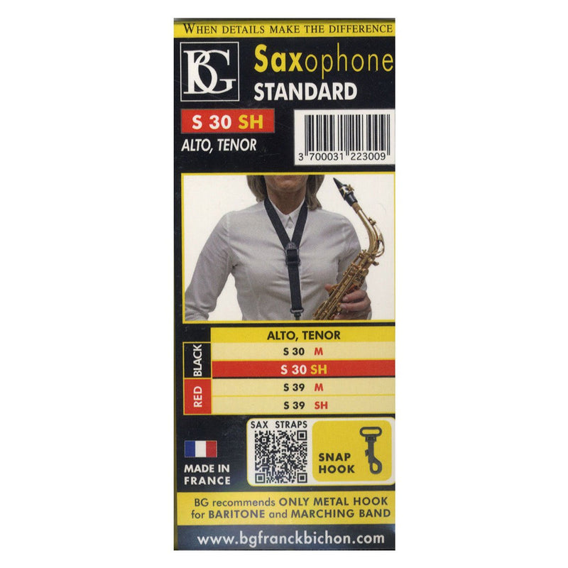 BG S30SH Alto/Tenor Saxophone Standard Strap with Snap Hook